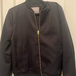 Everlane Black Shiny Bomber Jacket (Size M)